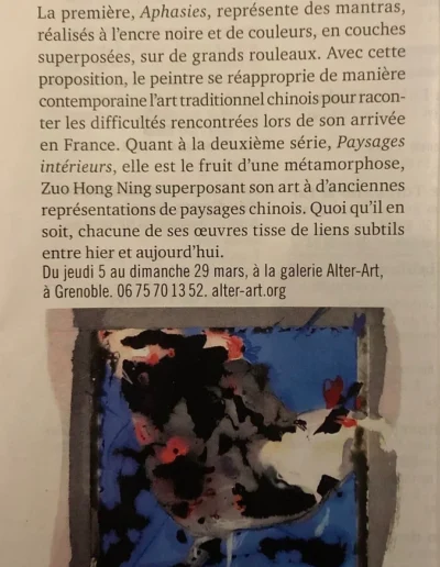 Coupure de presse consacrée à une exposition